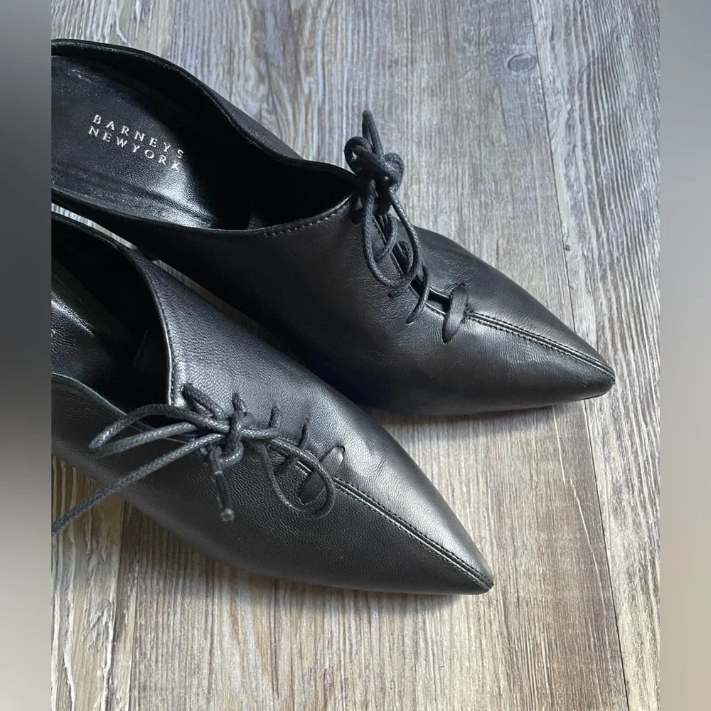 Barneys New York Black Lace-Up Heels